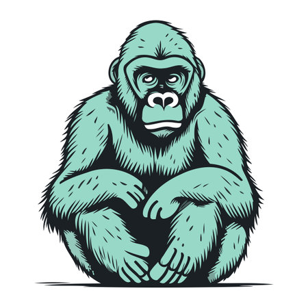 Gorilla sitting on the floor. Vector illustration for your designのイラスト素材