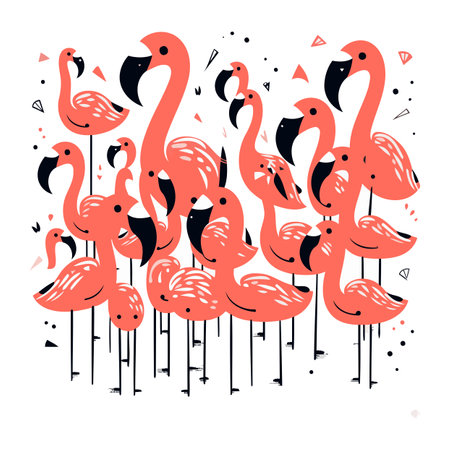 Flamingo. Hand drawn vector illustration in doodle style.のイラスト素材