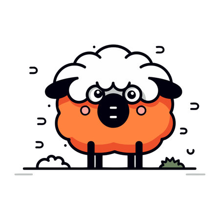 Cute sheep vector illustration. Funny sheep character. Cute cartoon sheep.のイラスト素材