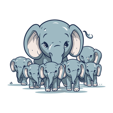 Cute elephant family. Vector illustration of a cute elephant family.のイラスト素材