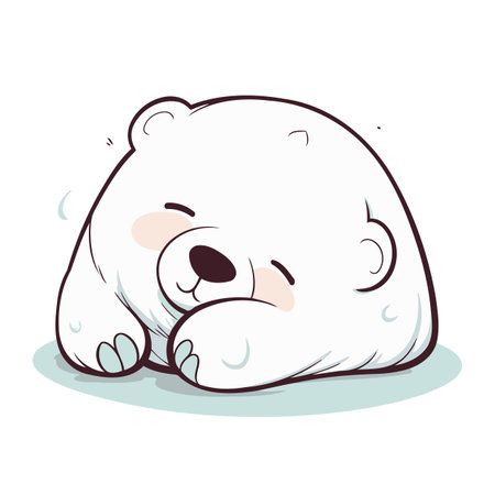 Polar bear sleeping on white background. Cute cartoon vector illustration.のイラスト素材