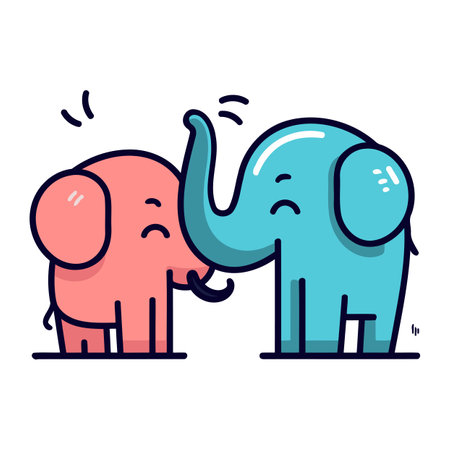 Cute elephant and elephant. Vector illustration in flat cartoon style.のイラスト素材