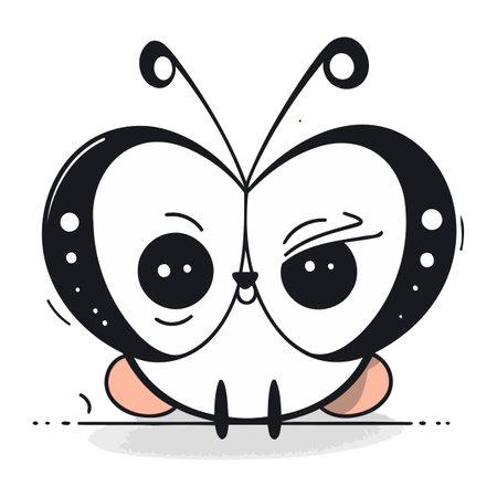 Butterfly cartoon vector illustration. Cute kawaii butterfly.のイラスト素材