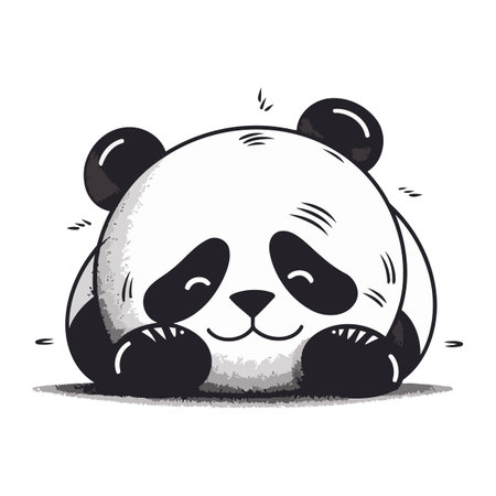 Cute panda bear cartoon vector illustration. Cute panda bear animal character.のイラスト素材