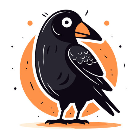 Crow. Vector illustration. Isolated on a white background.のイラスト素材
