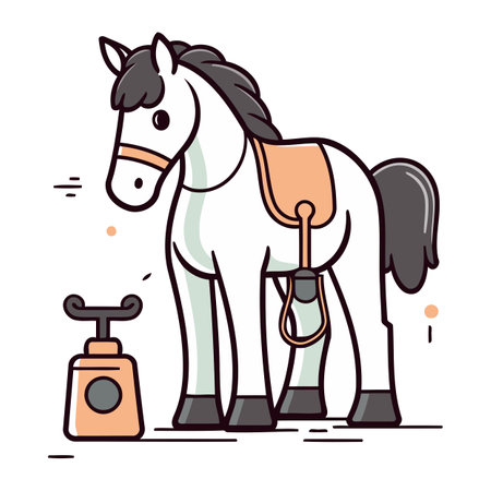Vector illustration of a cute horse with a hand sanitizer.のイラスト素材