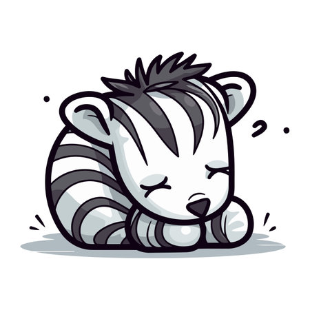 Cute cartoon zebra isolated on white background. Vector illustration.のイラスト素材