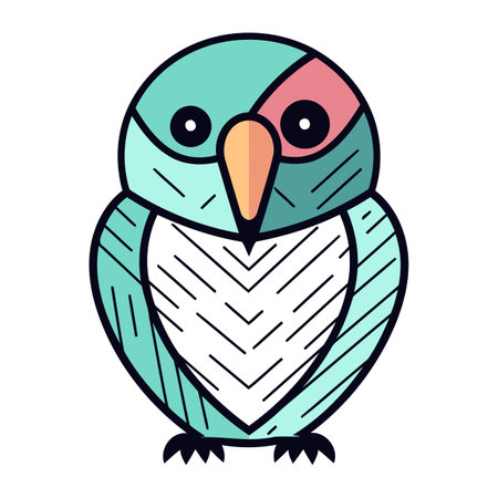Cute cartoon owl. Vector illustration isolated on a white background.のイラスト素材