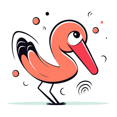Flamingo bird on a white background. Cartoon vector illustration.のイラスト素材