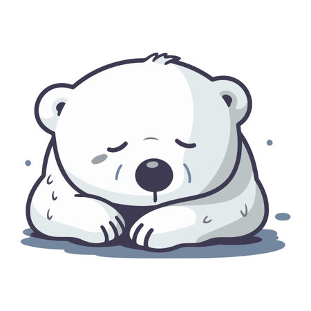 Polar bear sleeping. Cute cartoon character. Vector illustration.のイラスト素材