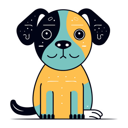 Cute cartoon dog with different emotions. Vector illustration for your designのイラスト素材