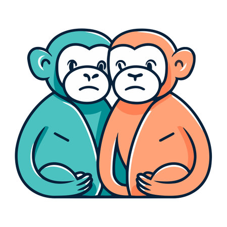 Monkey family flat icon. Vector illustration of a couple of monkeys.のイラスト素材