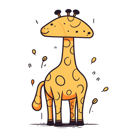 Cute giraffe isolated on white background. Vector cartoon illustration.のイラスト素材