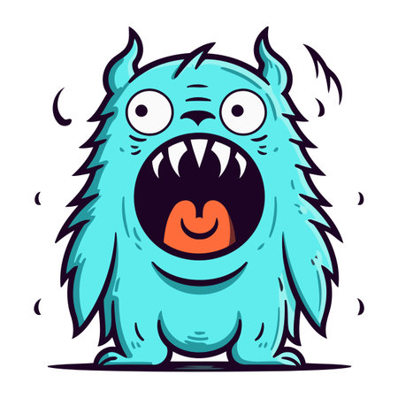 Angry cartoon monster. Vector illustration isolated on a white background.のイラスト素材
