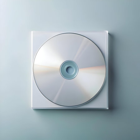 A clean and simple image of a blank CD in a jewel case. Perfect for showcasing your digital content or as a nostalgic reminder of the past.の素材