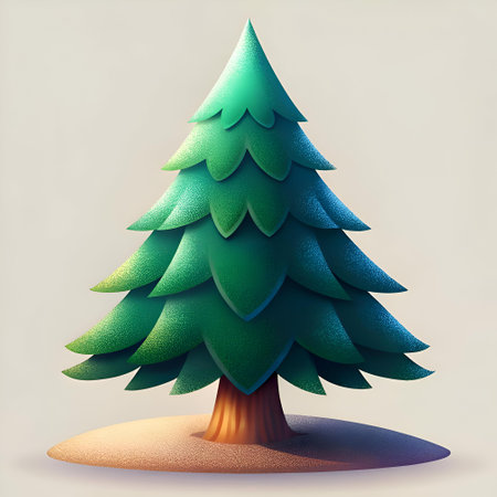 A charming 3D illustration of a stylized spruce tree. Perfect for adding a touch of nature to websites. apps. and presentations.の素材