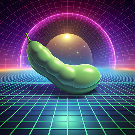 A vibrant 3D rendering of a cannellini bean against a retro 80s backdrop. Perfect for adding a touch of fun and nostalgia to your designs.の素材