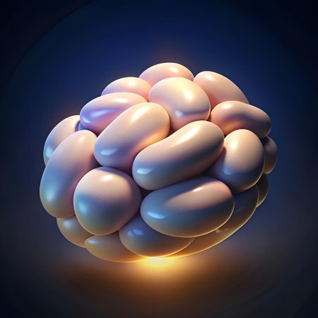 A striking 3D illustration of a cluster of cannellini beans. rendered in a smooth. glossy style. The beans appear to glow from within. creating a captivating visual. Perfect for culinary. health. or design projects.の素材