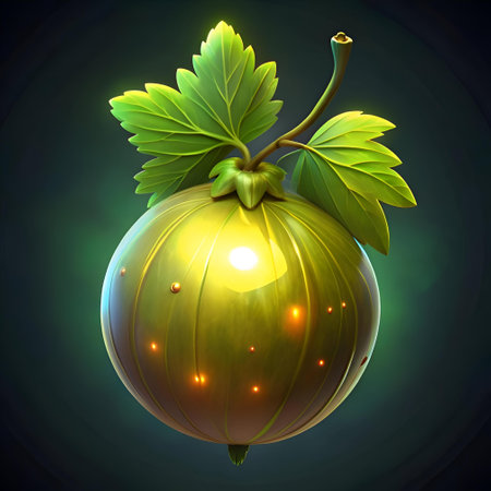 A vibrant 3D illustration of a glowing gooseberry. perfect for adding a touch of whimsy and magic to your designs.の素材