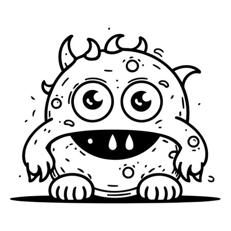 Funny cartoon monster. Vector illustration. Isolated on white background.のイラスト素材