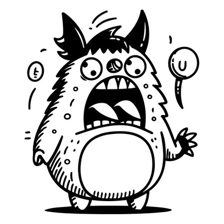 Funny monster with big eyes. Vector illustration. Cartoon character.のイラスト素材