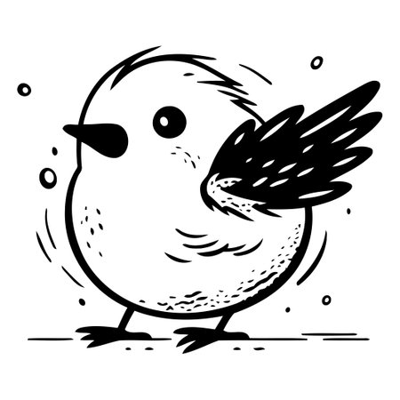 Cute little bird. Hand drawn vector illustration in cartoon style.のイラスト素材