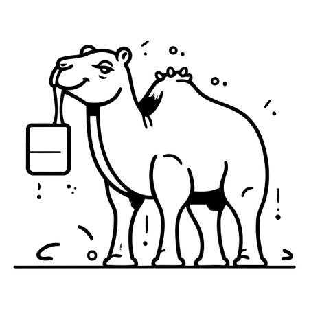Camel with a glass of milk. Cute vector illustration.のイラスト素材