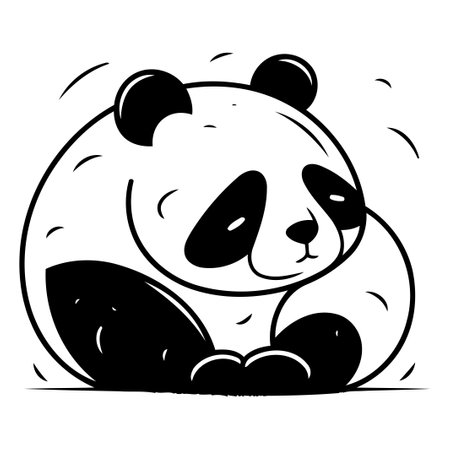 Cute panda sitting on a white background. Vector illustration.のイラスト素材