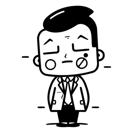 Businessman feeling sick with sore throat. Vector illustration in cartoon style.のイラスト素材