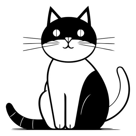 Cute cartoon cat sitting on a white background. Vector illustration.のイラスト素材