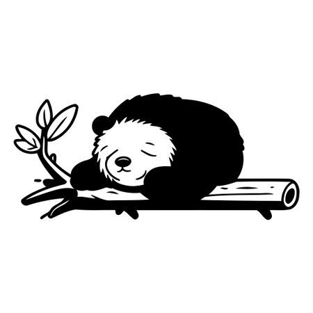 Panda sleeping on a tree. Cute cartoon animal. Vector illustration.のイラスト素材