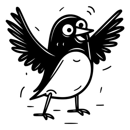 funny cartoon penguin with wings outstretched. vector illustration.のイラスト素材