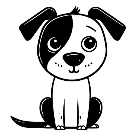 Cute cartoon dog. Vector illustration on white background. Isolated.のイラスト素材