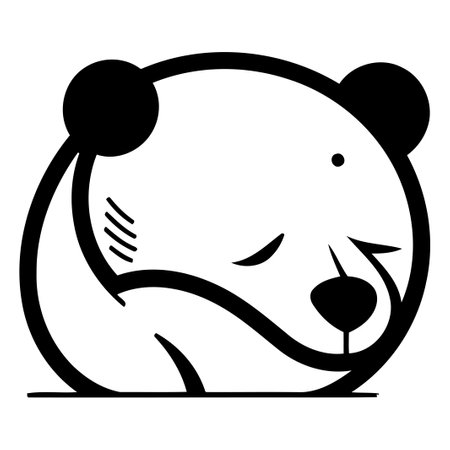 Panda bear icon. Vector illustration of a cute polar bear.のイラスト素材