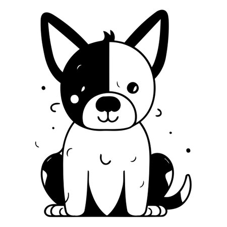 Cute cartoon dog. Vector illustration in a flat style on a white background.のイラスト素材