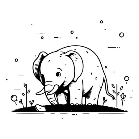 Elephant. Vector illustration in flat style on the theme of nature.のイラスト素材