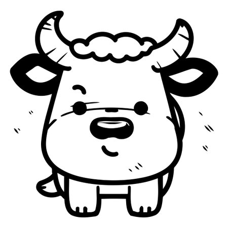 Vector illustration of a cute cartoon cow. Isolated on white background.のイラスト素材