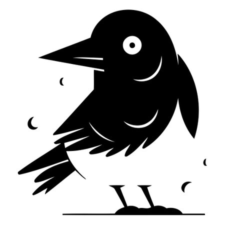 Cute cartoon crow. Vector illustration isolated on a white background.のイラスト素材
