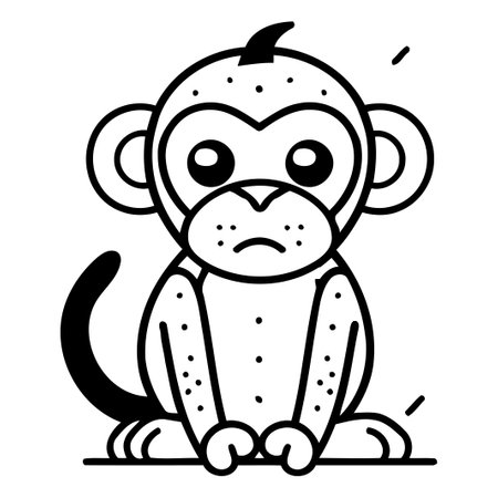 Cute monkey cartoon vector illustration. Funny monkey character. Cartoon monkey.のイラスト素材