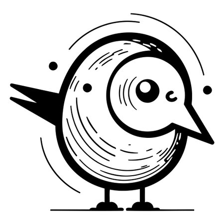 Cute cartoon bird in doodle style. Vector illustration.のイラスト素材