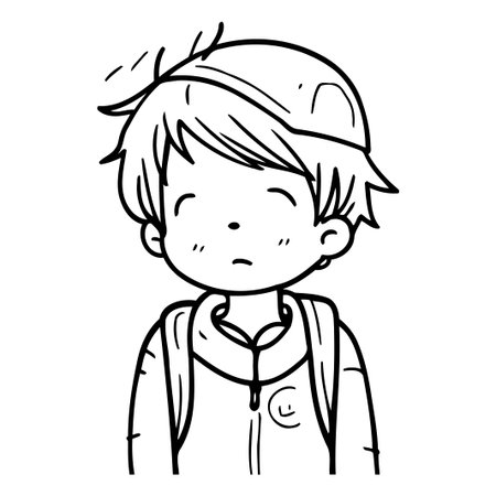 cute boy cartoon vector illustration hand drawn sketch doodle designのイラスト素材