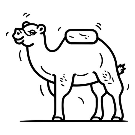 Camel. Cute cartoon animal. Vector illustration in thin line style.のイラスト素材