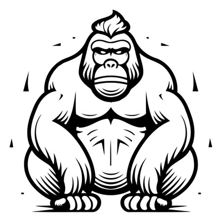 Gorilla mascot. Vector illustration for t shirt or poster.のイラスト素材