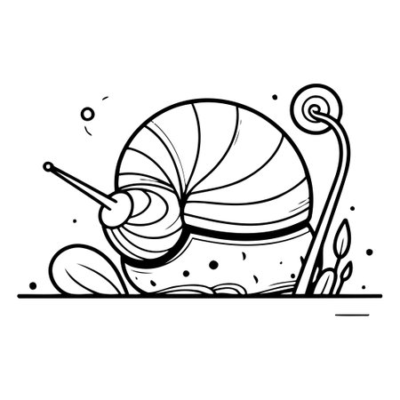 Vector illustration of snail in cartoon style. Isolated on white background.のイラスト素材