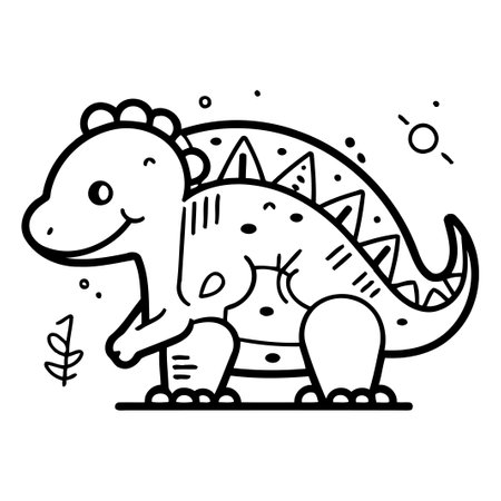 Cute cartoon dinosaur. Vector illustration in doodle style.のイラスト素材