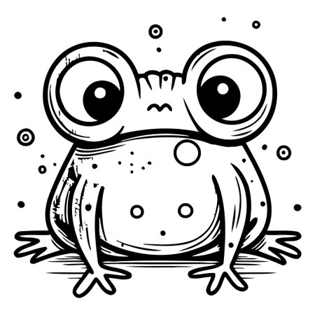 Cute cartoon frog. Vector illustration isolated on a white background.のイラスト素材