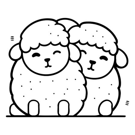 Cute sheeps. Vector illustration. Cute sheeps.のイラスト素材