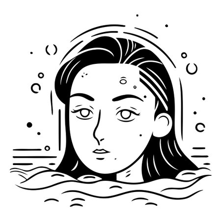 Face of a woman with vitiligo and acne. Vector illustrationのイラスト素材