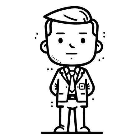 Vector illustration of a male office worker cartoon character in flat style.のイラスト素材