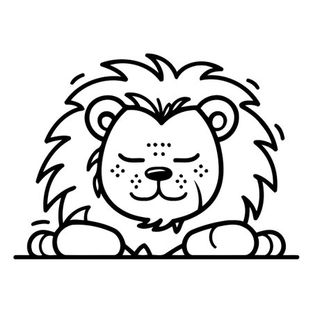 Cute cartoon lion on white background. Vector illustration in flat style.のイラスト素材